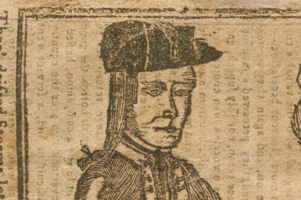 Relief cut on paper of Daniel Shays and Job Shattuck