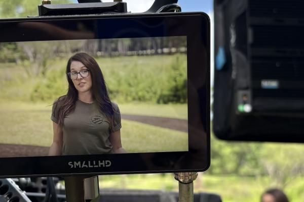 Kate Egner on Camera at Moores Creek Bridge