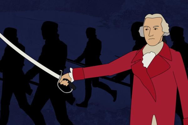 An illustration of Colonel von Donop from The Battle of Red Bank: Von Donop's Downfall