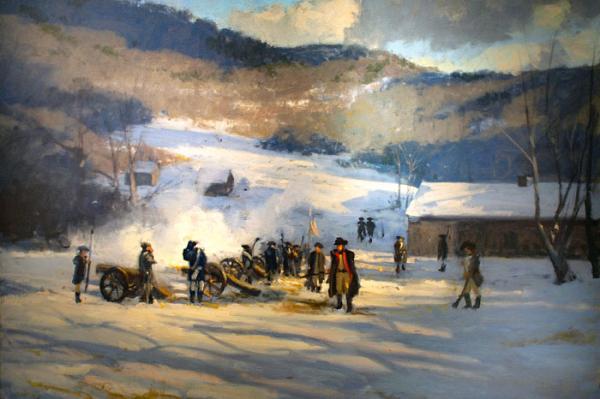 Painting of Henry Knox's Pluckemin Cantonment in New Jersey